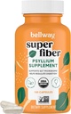 Bellway Super Fiber Kapsule - USDA Organic Psyllium Husk Kapsule - Dnevni Psyllium Husk Fiber dodatek za prebavno zdravje in regularnost - rastlin, ne-GMO, Kosher - 160 kapsul