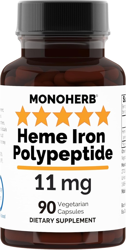 Heme železov polipeptid 11 mg - 90 Vegetarijanske kapsule - železov dopolnilni kompleks