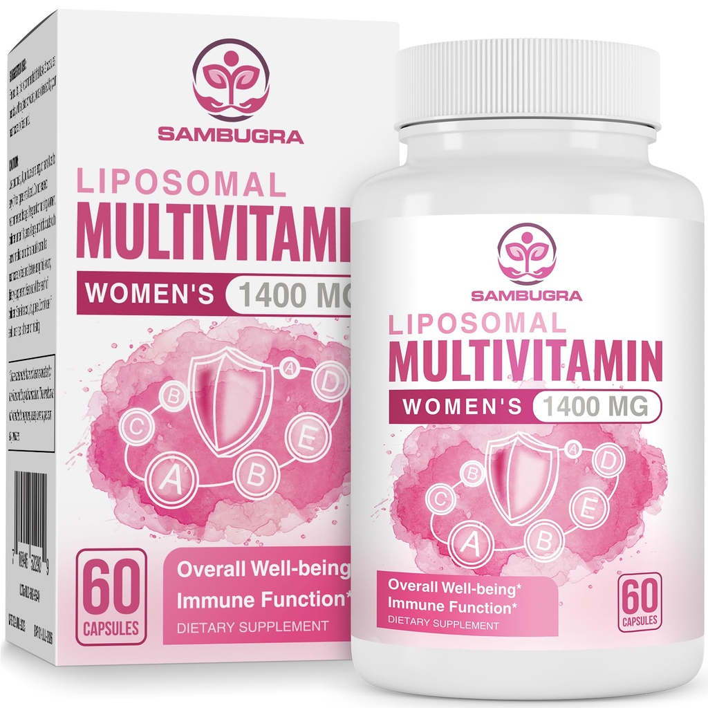 Liposomski multivitamin za ženske 1400MG - ženske dnevno multi vitamini dopolnila z železom, vitaminom A, C, D, E in B kompleks za imuno zdravje, lase in kožo za ženske 18+,60 Veganske kapsule
