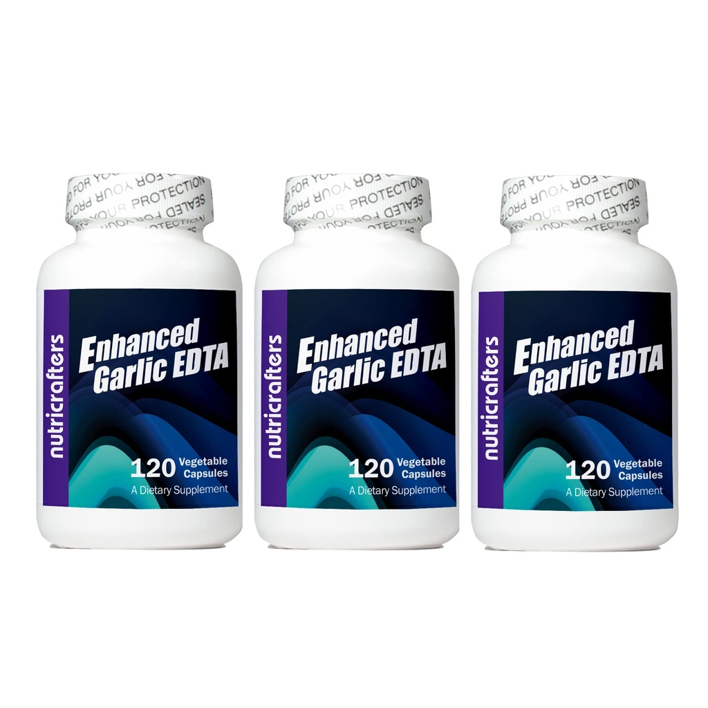 Izboljšana česna EDTA 120 kapsul - 3 pakiranja - 1000 mg High Potency Calcium Dinatrijev EDTA Formula - Brez magnezijevega sterata ali aluminijevega oksida, ki vsebuje zeolit - 1.000 mg na dan - 3 steklenice po 120 kapsul