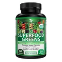 Močni vrt Organic Superfood Greens, sadje in zelenjavo dodatek bogata z vitamini in antioksidanti z Alfalfa, Beet Root & Tart Cherry za povečanje energije, imunitete in Gut zdravje, Zeleni tablete 60 Ct