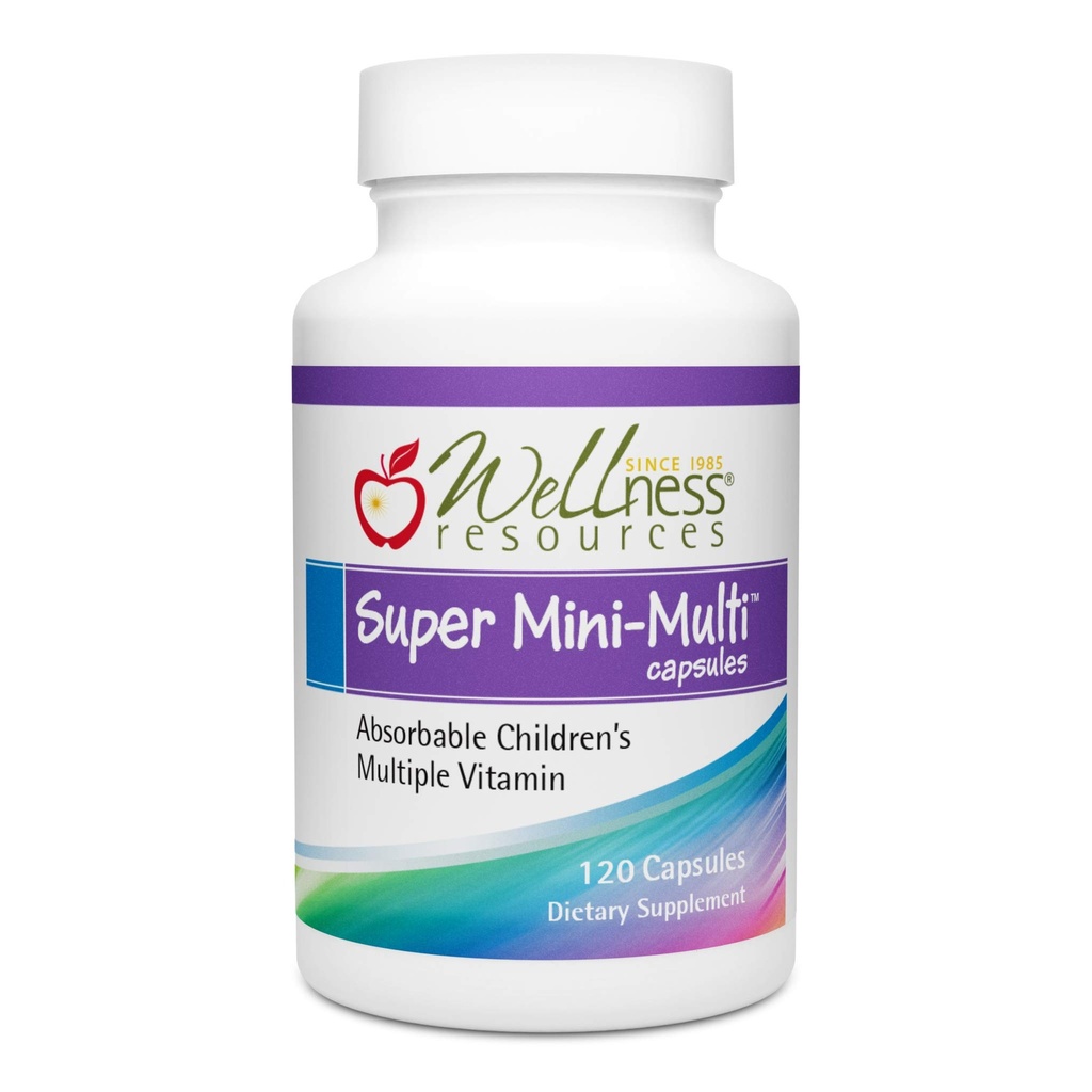 Super Mini-Multi - otroške multivitaminske pogoltne kapsule z metil Folatom, metil B12 in koencimom B Vitamini za rast, fokus, zdravje možganov (120 kapsul)
