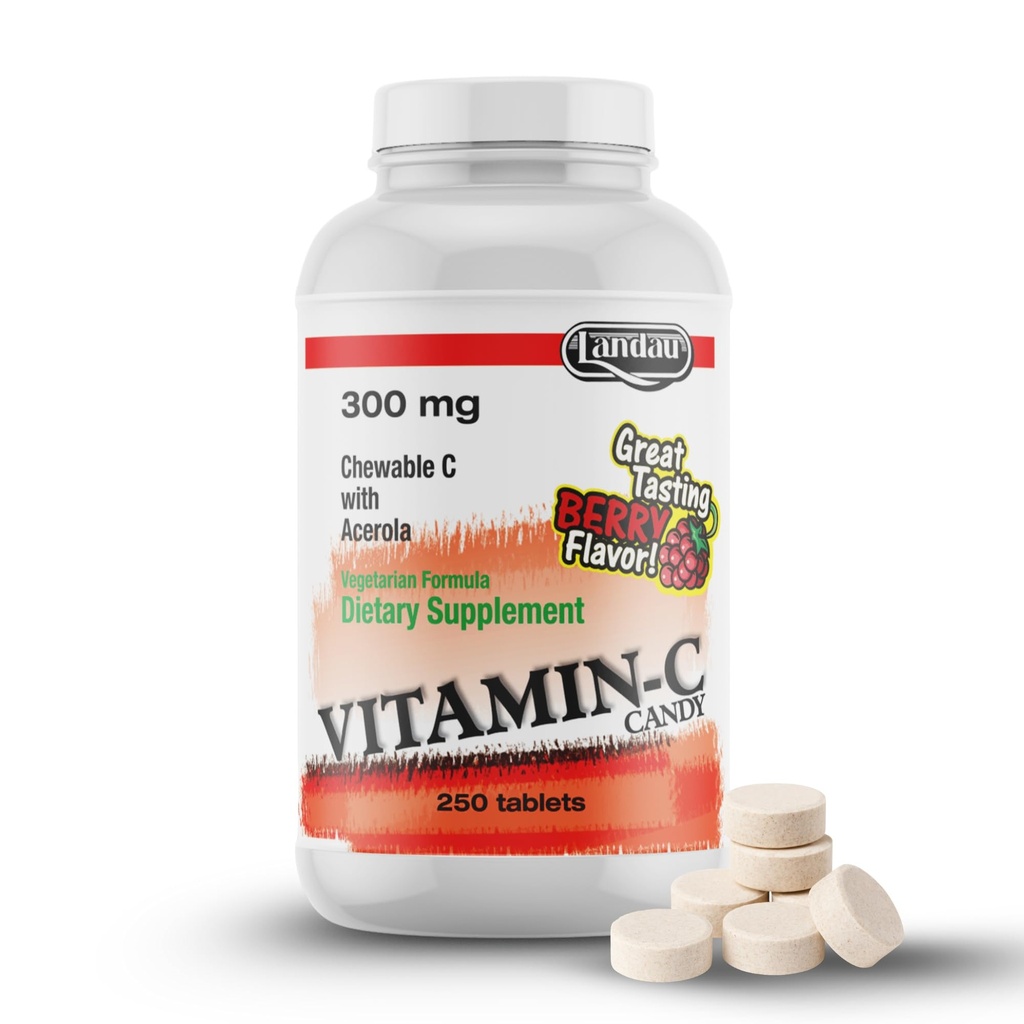 Landau žvečljivi vitamin C Candy 300 Mg. Great Degusting Berry Flavor (250Count)