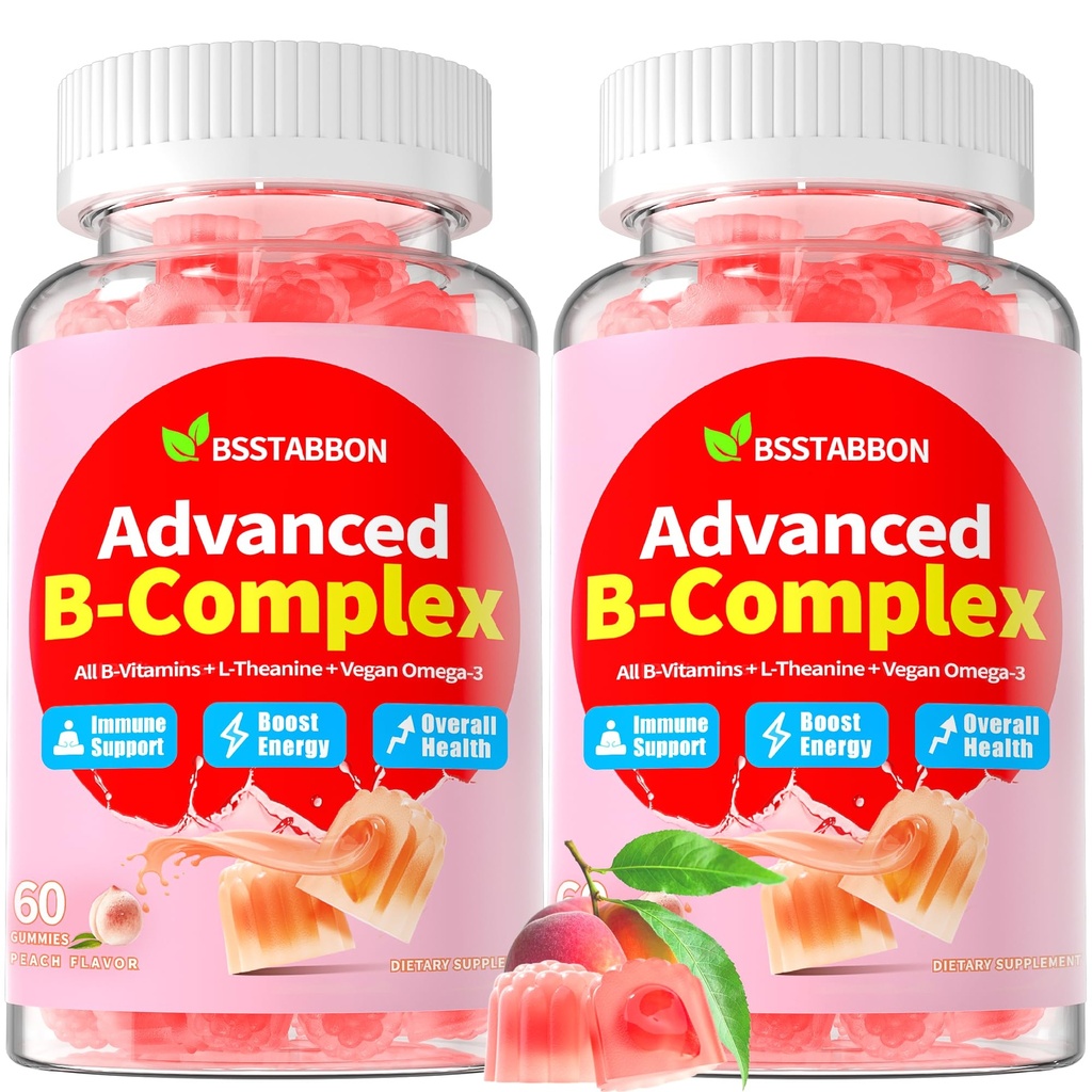 Ekološko metilirani vitamin B Gumiji: Naravni kompleks dodatek z B1 B2 B3 B5 B6 B7 B9 B12 Plus D3 Cink Magnezij Ashwagandha Omega3 - Energetska podpora za delo Odrasli moški(120Count)