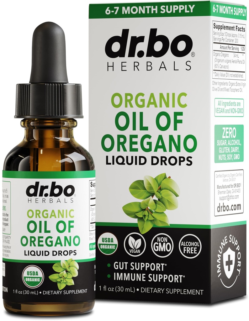 Origano Oil Organic Tekoči kapljice - 6 mesecev dobava Organsko olje Origano kapljice Tekoči tinktur ekstrakt, čiščenje, detox, Imunska podpora, Prebavni Gut zdravje - Pure Vegan Non-GMO Herbal Tinkture 1 oz