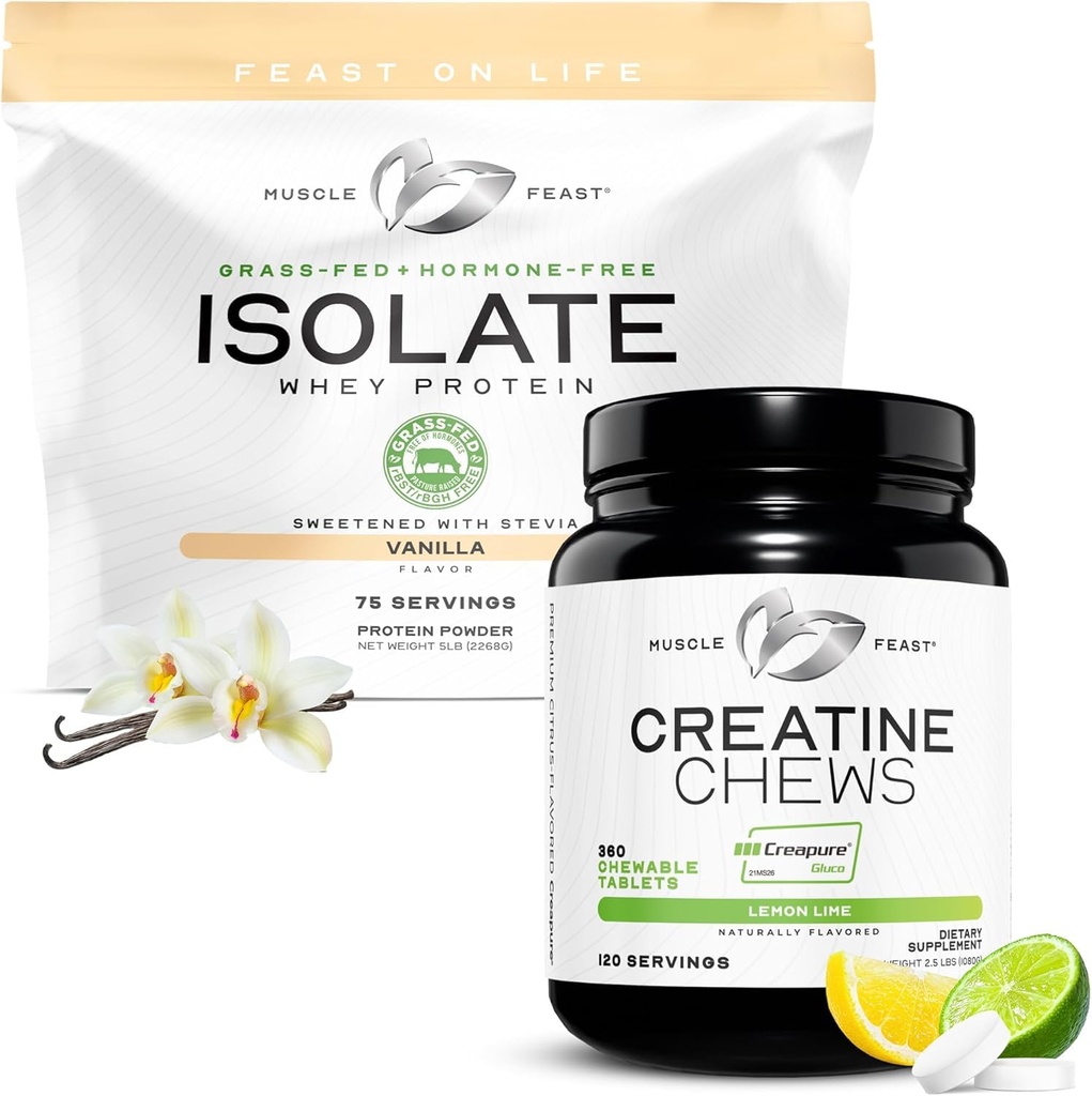 Izolat mišične mase + Candy Bundel: 1 izolat sirotkinih beljakovin (Vanilja, 5lb) + 1 Candy kreatine (Lemon Lime, 360) 