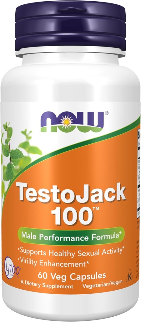 NOW Food Supplements, TestoJackTM 100 z LJ100®, močan standardiziran ekstrakt Tongkat Ali (Eurycoma longifolia), Tribulus in ZMA®, 60 Veg kapsule