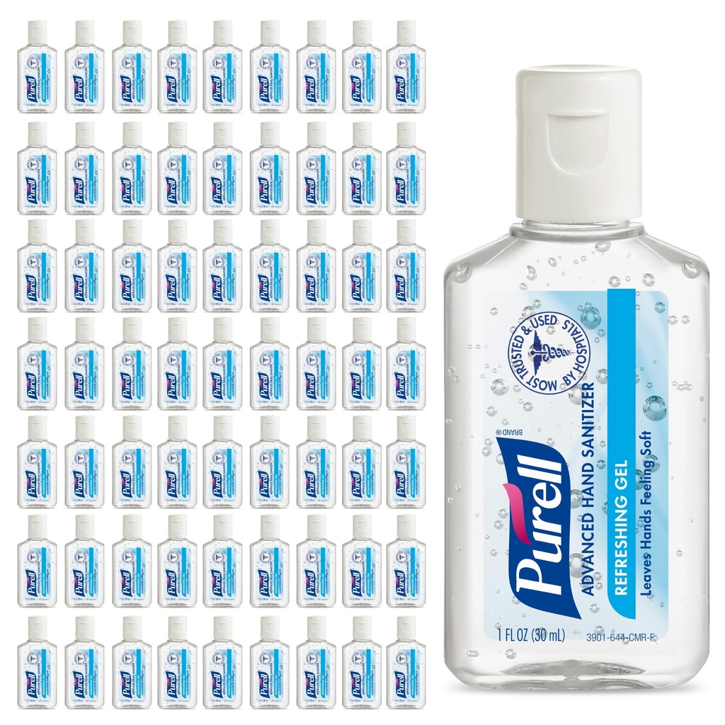 Purell Advanced Hand Sanitizer Osvežilni Gel, Čisti Scent, 1 fl oz Travel velikost flip-Cap steklenica (Pack of 72) - 3901-72-CMR