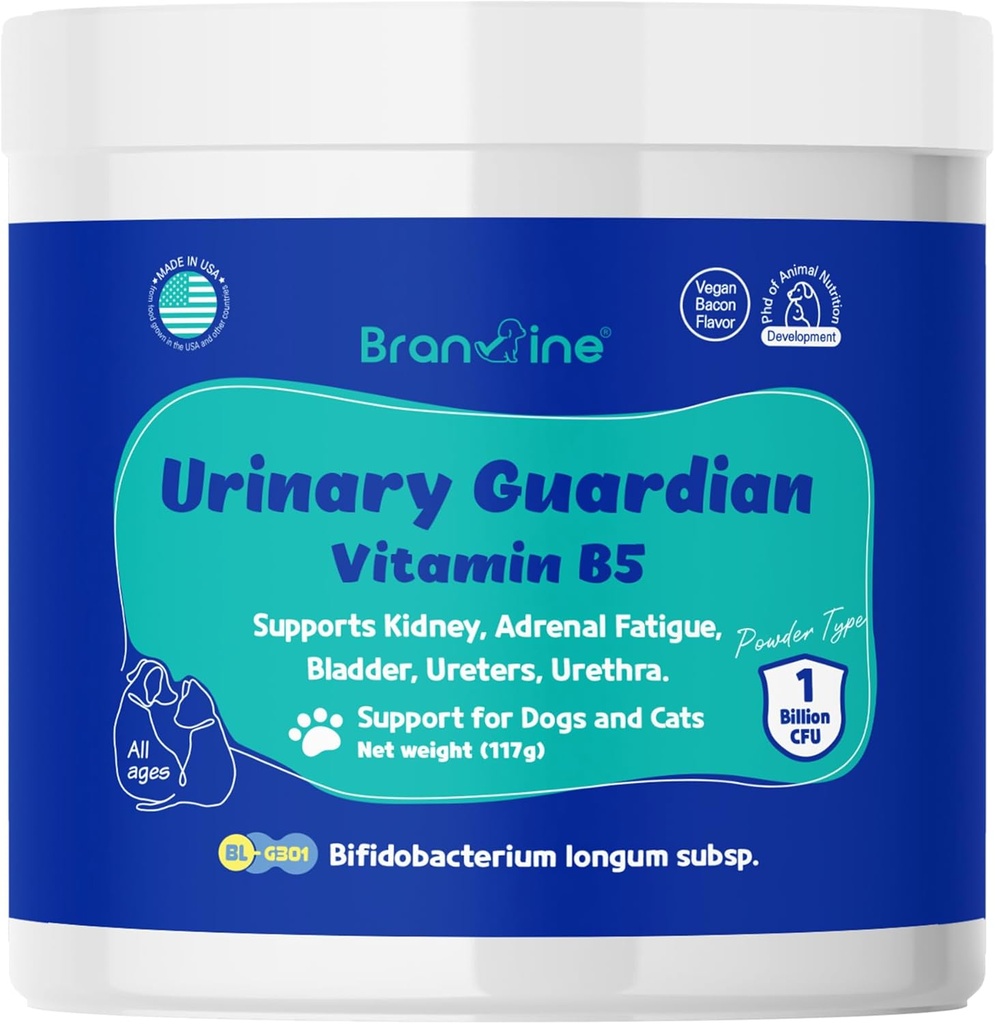 Skrbnik urina za pse in mačke - podpira ledvice, nadledvične utrujenosti, mehurja, sečnine, uretre, veganske slanine Flavor (117g) (vitamin B5)