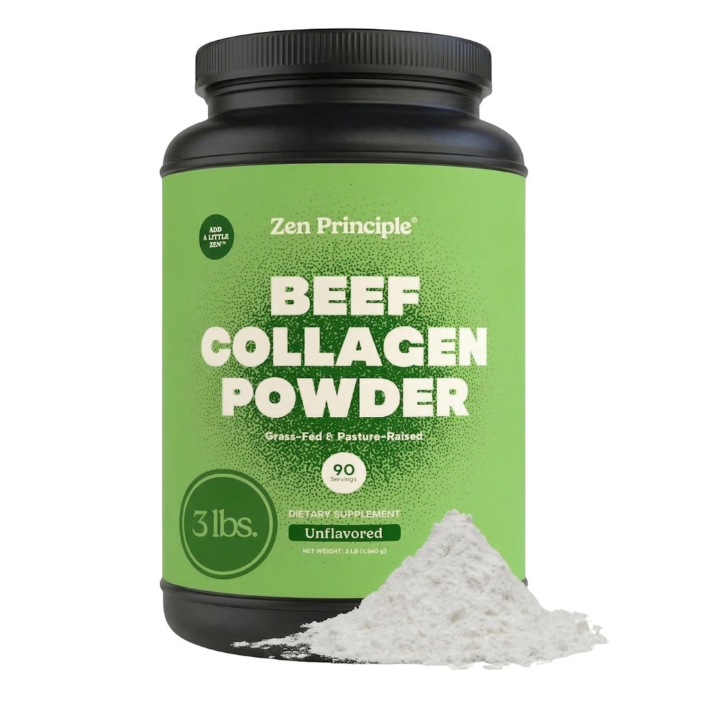 Zen Princip Grass-Fed Aglomerirani hidrolizirani kolagen peptidi 3 lb. Proti staranju beljakovin prašek za zdrave lase, kožo in sklepe. Paleo in Keto Prijazno, GSO in gluten prosto, paštru vzgojeno govedo.