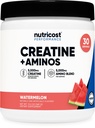 Nutricost Kreatin + Aminos 30 Serving (Vatermelon z aromo) - 5000mg Kreatin monohidrat + 5000mg Amino BCAA mešanica na obrok