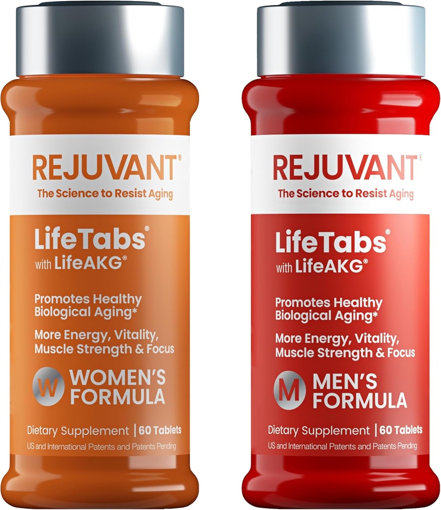 Rejuvantni moški & ženske AKG Longevity dodatek - 2 paket (1 moški + 1 ženske) 1000MG 98% Čisti kalcij alfa-ketoglutarat - Patented Trajen-release Formula za celično popravilo in vitalnost