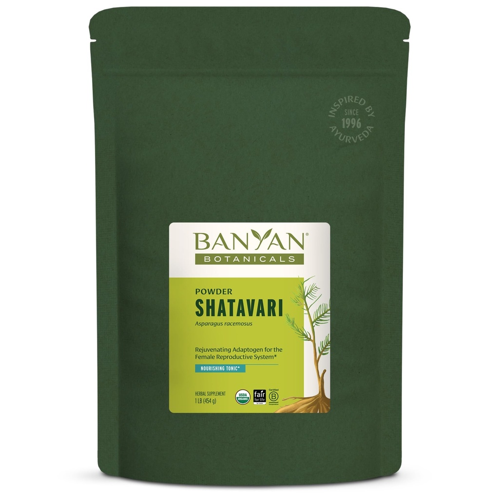 Banyan Botanicals Shatavari Powder – Organic Asparagus Racemosus Root Powder – Pomlajevanje Adaptogeni tonik, ki podpira zdravo reproduktivno sistem* – 1 lb. – Ne-GMO Trajno izvoren Vegan