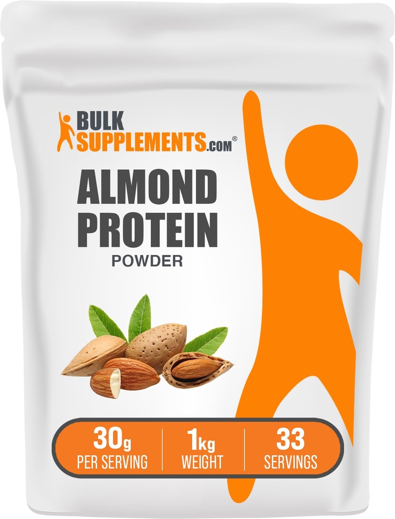 BulkSupplements.com Almond Protein Powder - na rastlinski osnovi beljakovine, mandljev prašek - vegan, brez glutena, & brez sladkorja, 30g na serviranje, 1kg (2,2 lbs) (paka po 1)