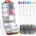 14 GRIDS potovalne tablete Organizator škatle z nalepkami - Travel Medicine Case Kit - Pocket Daily Lekarna Container - Travel Medicinal Holder Dispenser za ribje olje Vitamin dodatek shranjevanje - Clear Gray