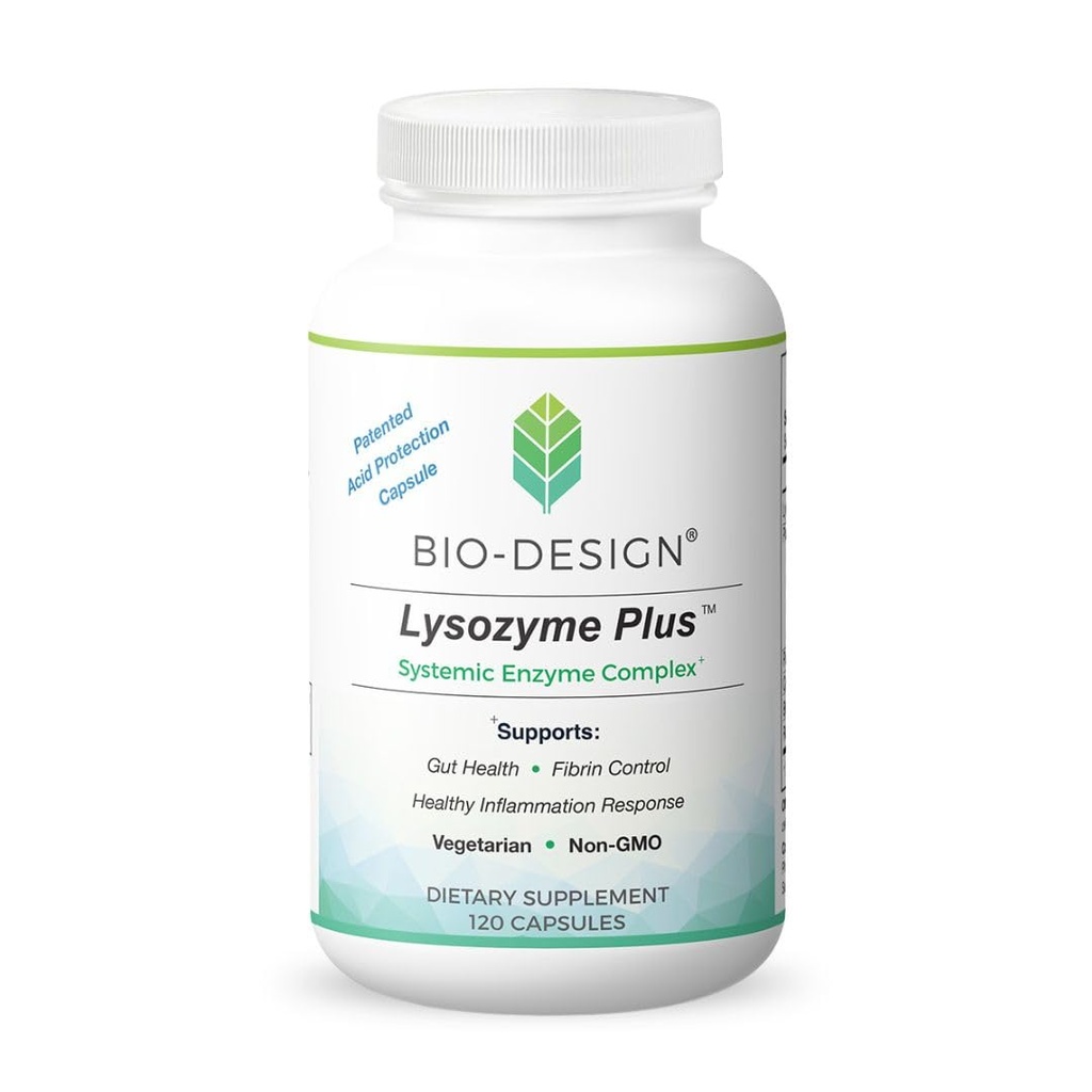Lysozyme Plus Sistemski encimski kompleks - Širok spekter in zelo aktivni vegetarijanski encimi - podpira Gut Health, Fibrin & Vnetje - 120 kapsul