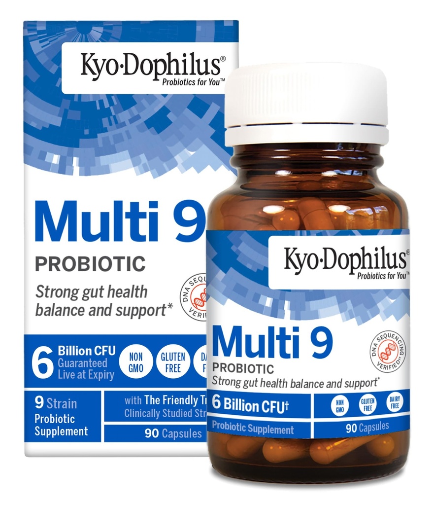 Kyolic Kyo-Dophilus Multi 9 Probiotik, močno ravnovesje in podpora za zdravje Gut*, 90 kapsul