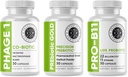 Intestinal Fortitude Gut Health Supplement Bundle - Prebiotic Gold, PRO-B11, Phage 1 - w/Gold Kiwify Pectin, SCFAs, in 22 milijard CFU za podporo mikrobiomu, Gluten, Soy, & Dairy-free kapsule