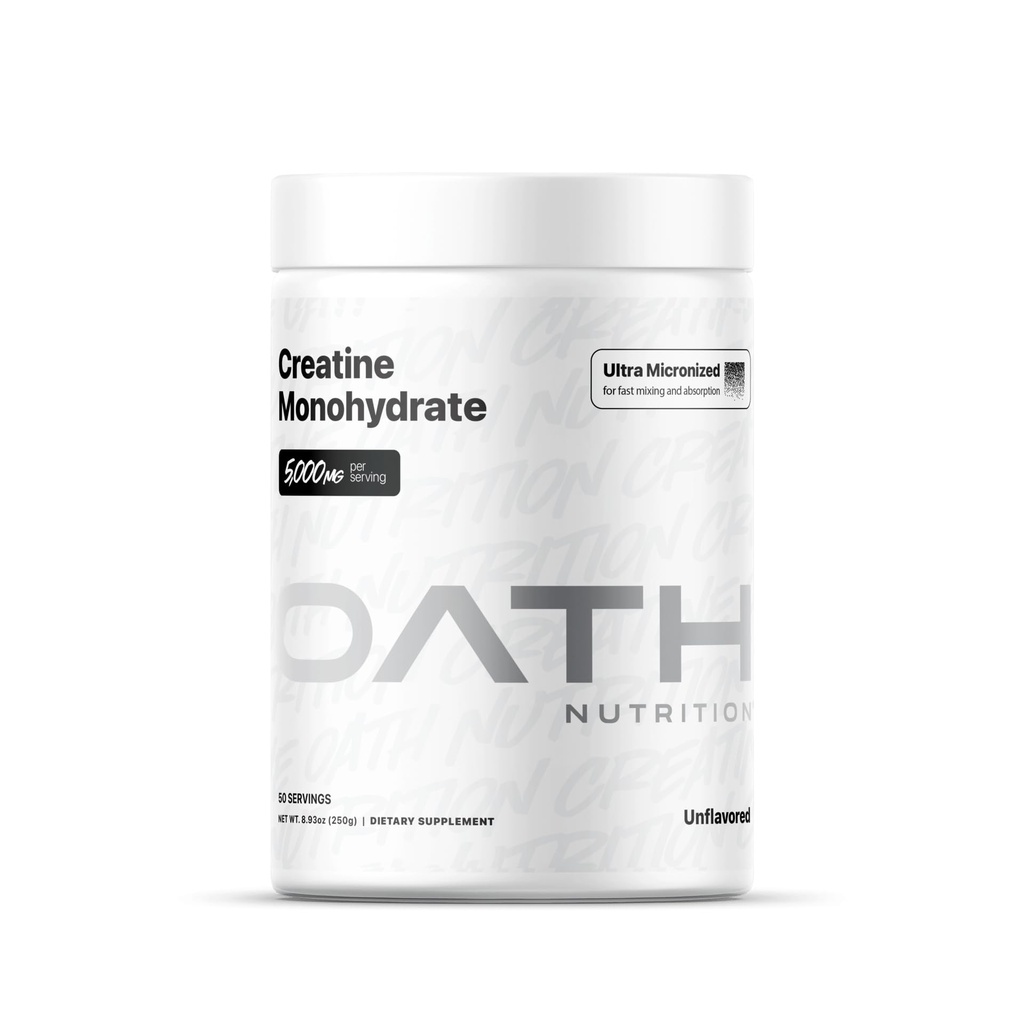 Oath Nutrition Ultra mikroniziran Kreatin monohidrat v prahu, nearomatiziran, brez glutena, brez GSO, kreatin v prahu za ženske in moške, 5.000g na postrežbo, 50 servivov