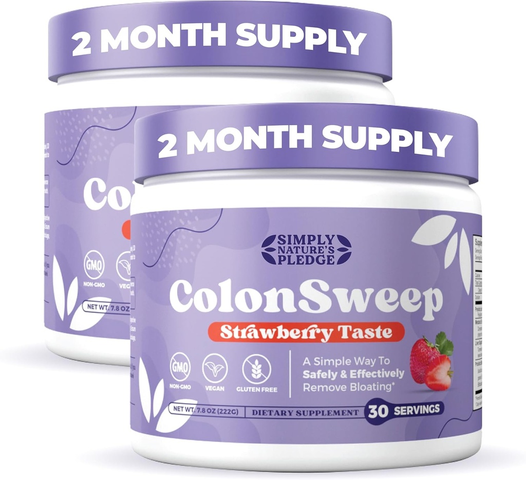 ColonSweep - Jagodna aroma Probiotic Psyllium Husk Powder Colon Cleanser, 7,8 oz. Fiber Dodatna podpora za Gut Health - Cleanse za napenjanje Relief & Detox- 30 Servings (Pack of 2)