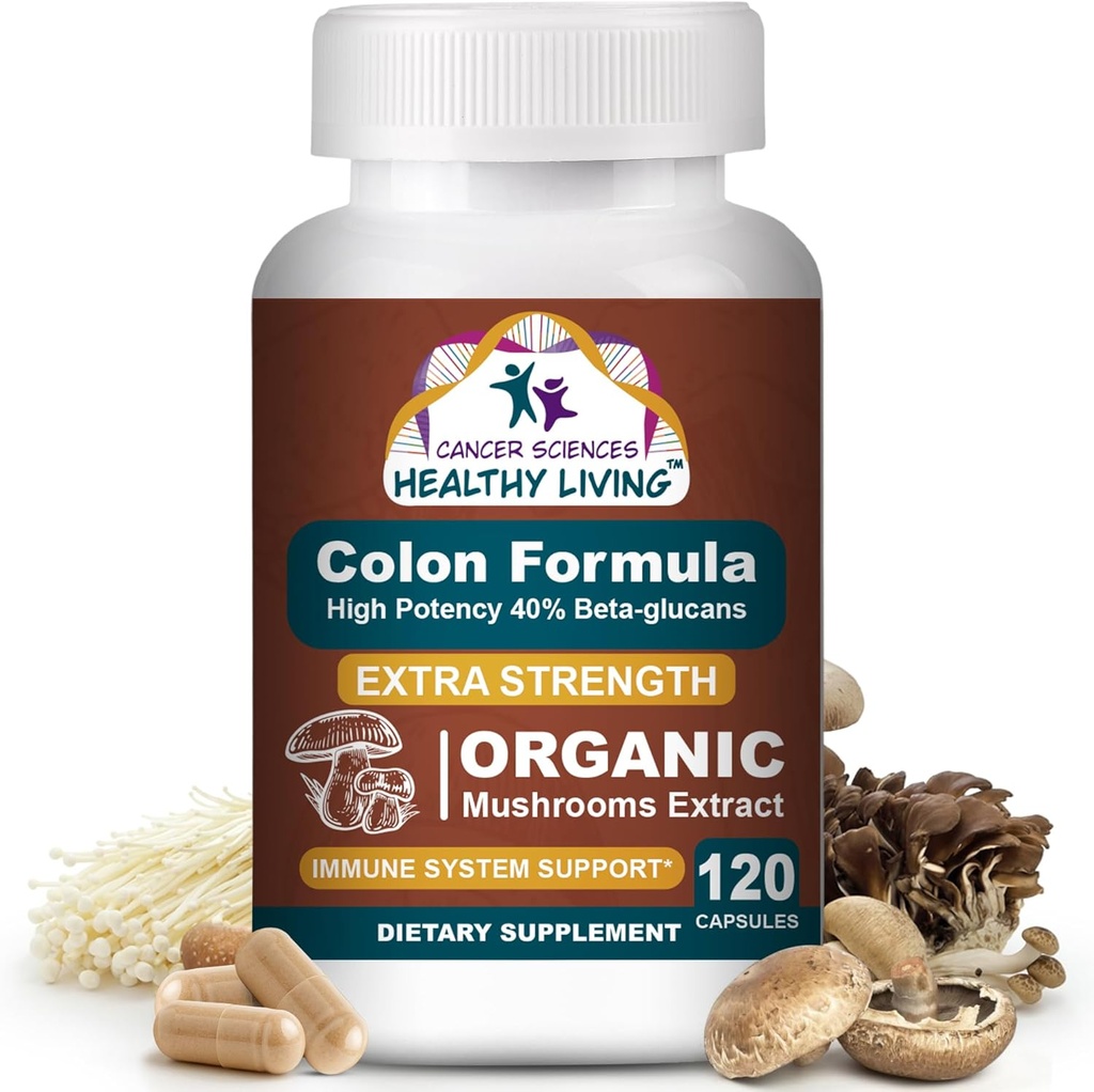 Znanost o raku Dodatek za dobro počutje Colon, USDA Certified Organic Gobs Extract, Extract Energy 1500 mg, Visoka moč 40% Beta-glukani, Imuni, Gut & Digestive, Colon Cleanse & Detox, 120 Caps