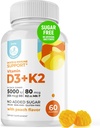 DR. MORITZ Vitamin D3 Gumies (5000 i.e.) s K2 - za odrasle in otroke - Vitamin D3 K2 Gumiji za imuno podporo in zdravje kosti - Vegan, brez sladkorja, brez glutena (60 števk)