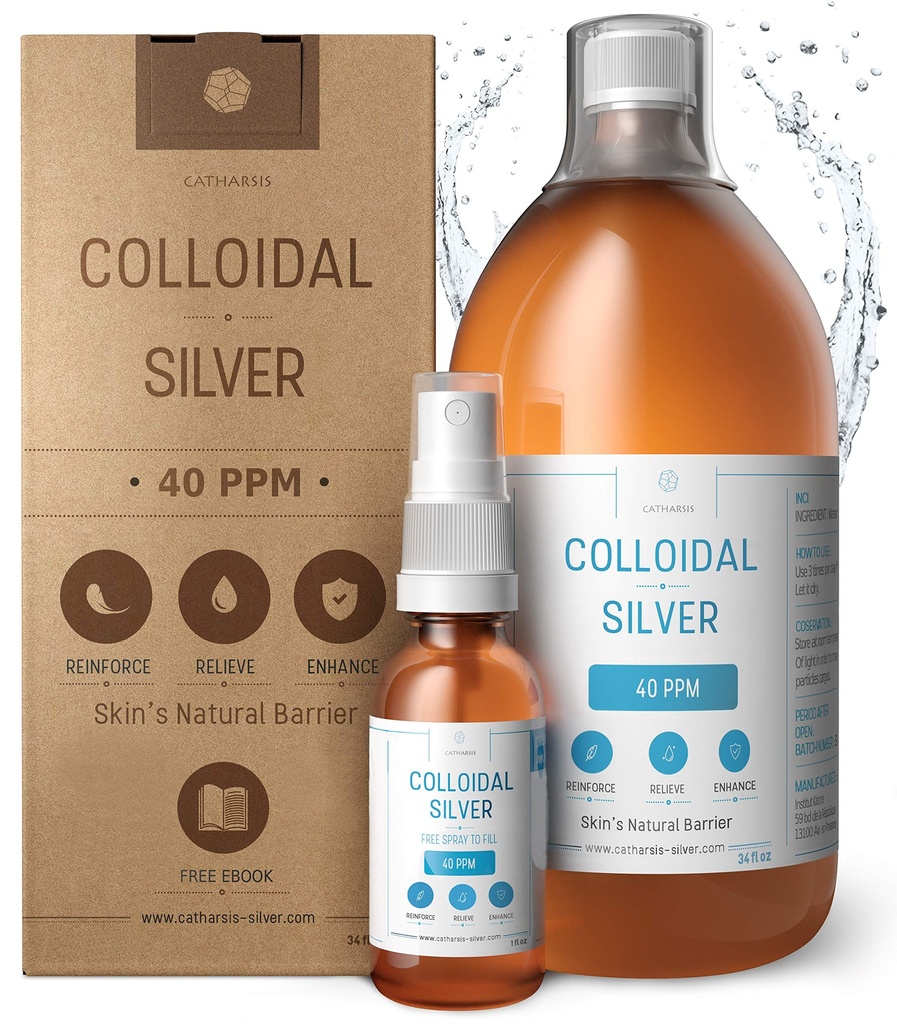 Premium koloidal Silver ● Optimalna koncentracija Formula, Manjši delci, boljši rezultati ● Laboratorij Certified ● Liquid Silver Izdelano v EU ● Prosti razpršilec za polnjenje & Ebook (34 fl oz)