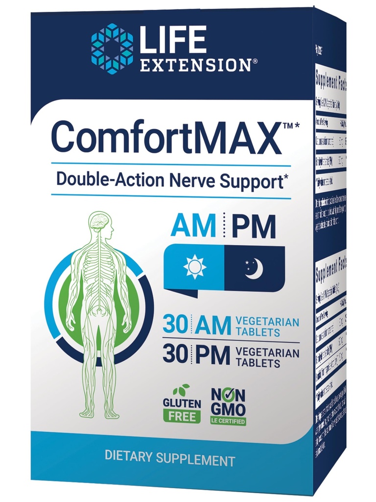 Life Extension ComfortMAXTM, honokiol in Pea za živčno podporo in nelagodje Relief, Gluten-free, Non-GMO, Vegetarian, 60 tablet