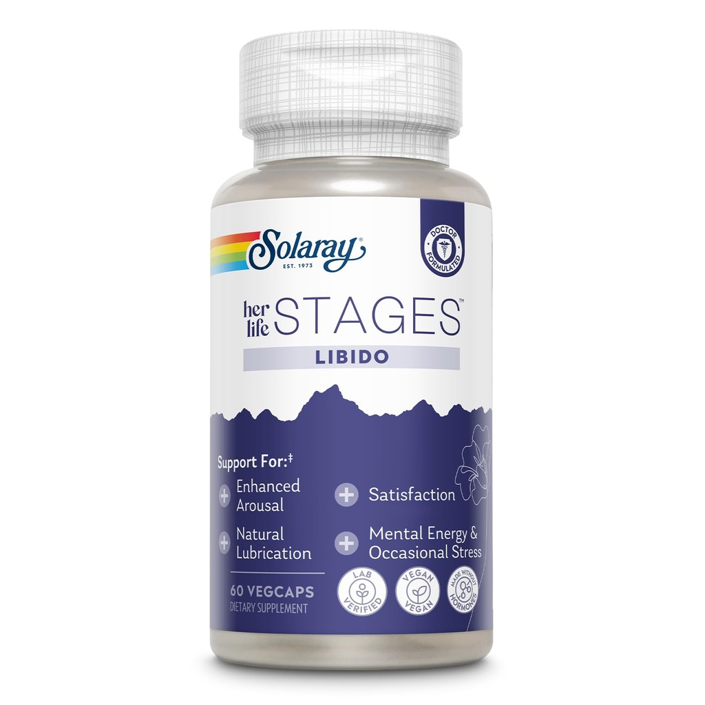 SOLARAY Libido svoje življenjske faze - podpira naravno mazilo in Libido povečanje za ženske - Shatavari, Fenugreek, Organic Ashwagandha Kapsule - narejene brez Hormonov - 30 Strežnice, 60 VegCaps
