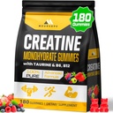 (180 Count) Kreatin Monohidrat Gumiji za moške in ženske - Kreatin Pre Workout Gumiji za mišice graditelj, mišična moč, okrevanje, vzdržljivost, energija, Kreatin za ženske in moške, Vegan, Mešano jagode