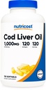 Nutricost Cod Jetrno olje 1000mg, 120 Softgels - Non-GMO & Gluten Free