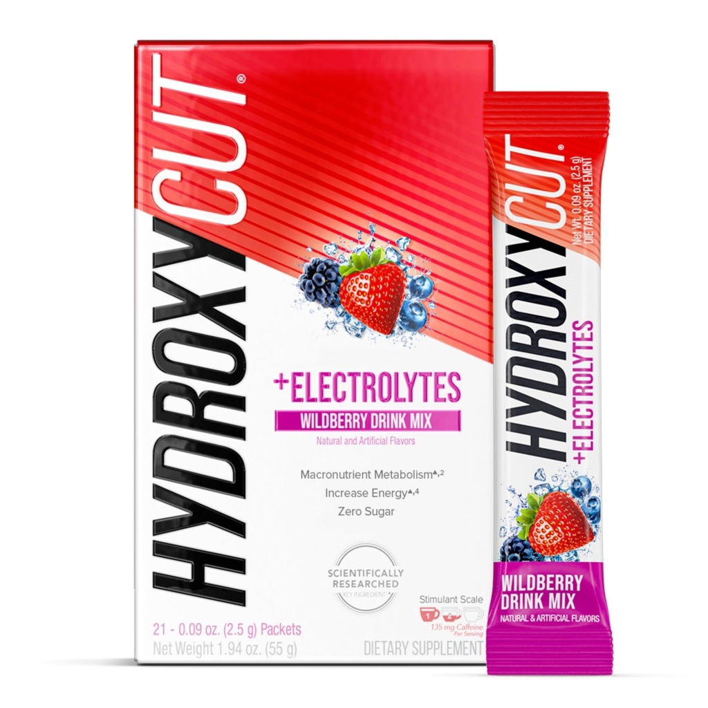 Hydroxycut Drink Mix - Napredni rezultat - Presnovna in energijska podpora - C. Canephora Robusta Extract, 135 mg Kofein & B Vitamini - za moške in ženske - Gozdne jagode Blast - 21 Packs
