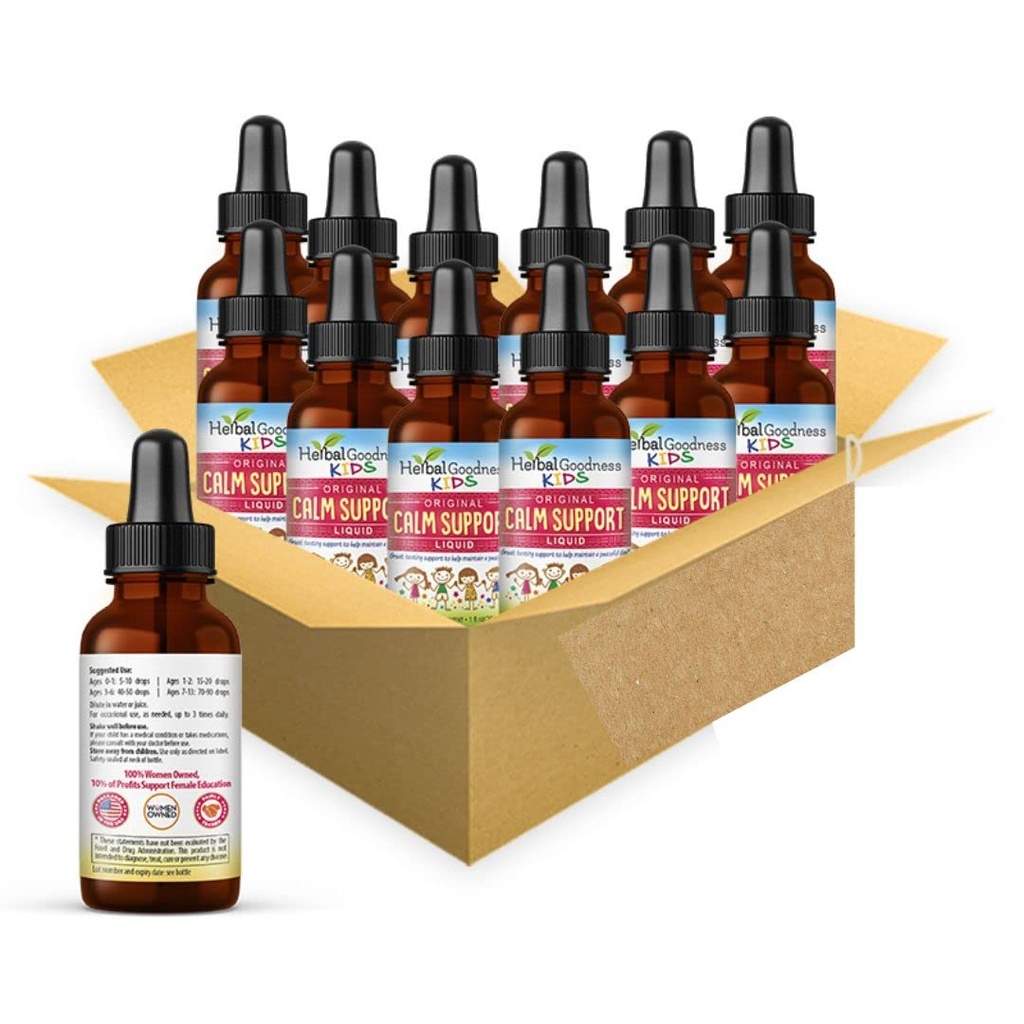 Zeliščni Papaya otroci mirno podporo tekoči ekstrakt 1oz z magnezijevim glicinat, magnezijev citrat, otroci multivitaminski - magnezij za otroke - 1oz steklenica, 12 enot