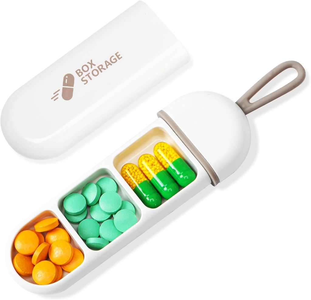 Toplive potovalne tablete Organizator, Prenosne tablete Zabojnik Mini Dnevne tablete Organizator, majhne tablete Primer Travel Medicine Organizator Žepek Vitamin Dopolnilo ribje olje Škatla, Bela siva