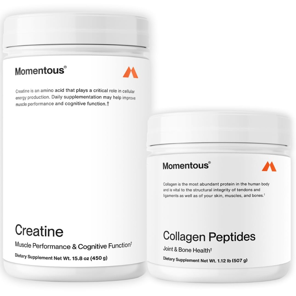 Momentni kreatin monohidrat v prahu & travnato hranjeni kolagen peptidi v prahu Stack - podpira moč, najete mišice, & recovery - FORTIGEL & vitamin C za lase, kožo, nohte, & Skupna zdravstvena podpora