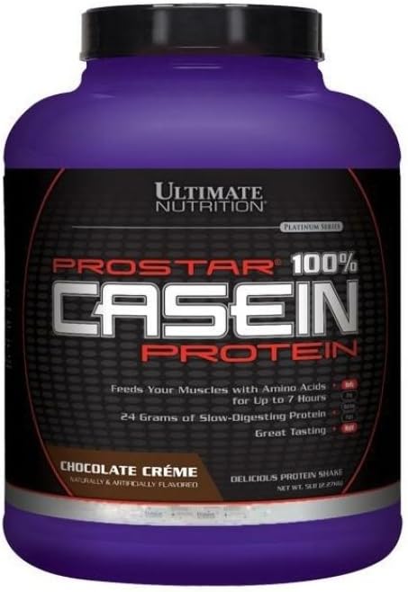 Ultimate Nutrition Prostar Micellar in hidroliziran kazein Protein Powder - Brez maščob Čez noč rast mišic in okrevanje z BCAA, 5 funtov, Čokolada