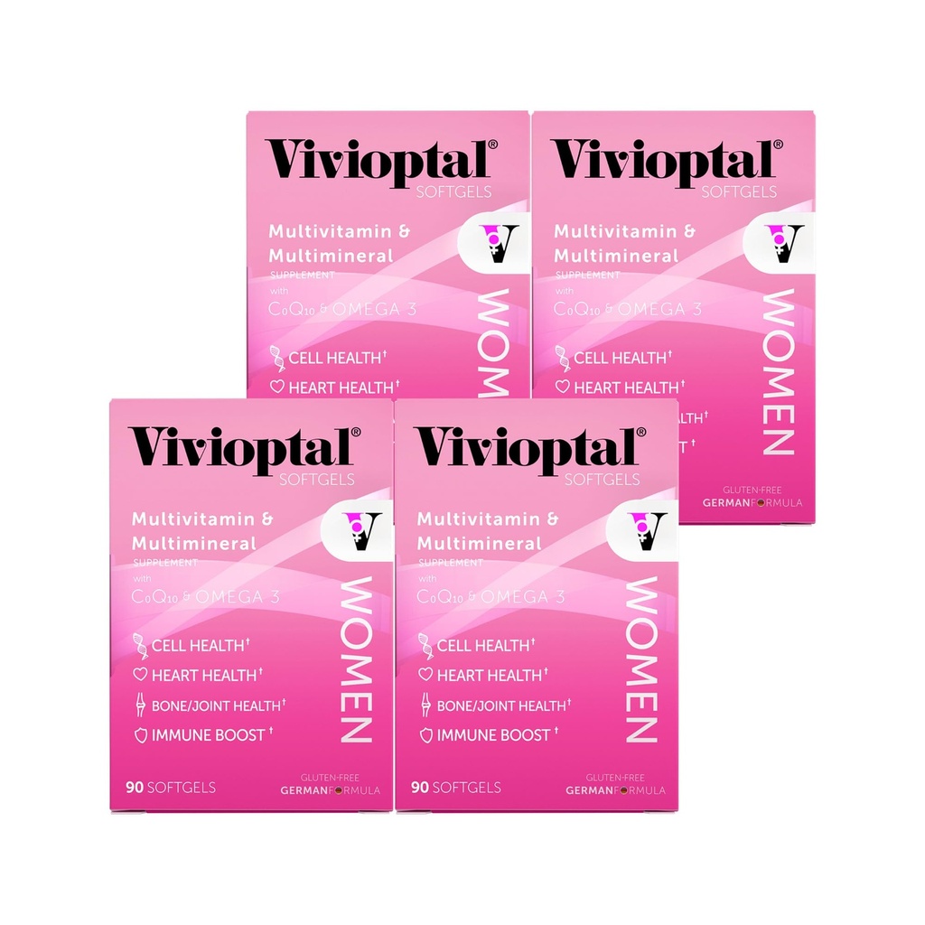 Ženske, 90 kapsul (1 leto dobave), CoQ10 & Omega-3, multivitamin & multimineral, Gluten Free, nemška formula