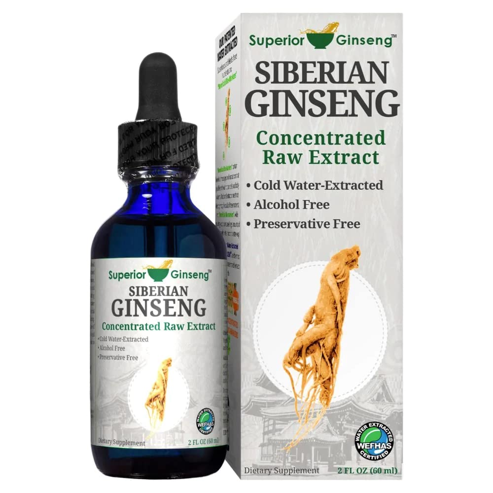 Izvleček korenine sibirskega ginsenga - ekološke sestavine in alkohol - 2oz - Izvlečena mineralna voda iz hladne fulvice - Adaptogen - Imunska podpora za ljudi in hišne živali