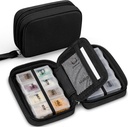 Zannaki luštna tablete Organizator za torbico z dvema odstranljivi 7-dnevno tablete škatle, Travel PU usnje tablete primeru, Prenosni tedenski tabletke kontejner s shranjevanjem vrečko za zadrževanje vitaminov, ribje olje, dodatki (črna)