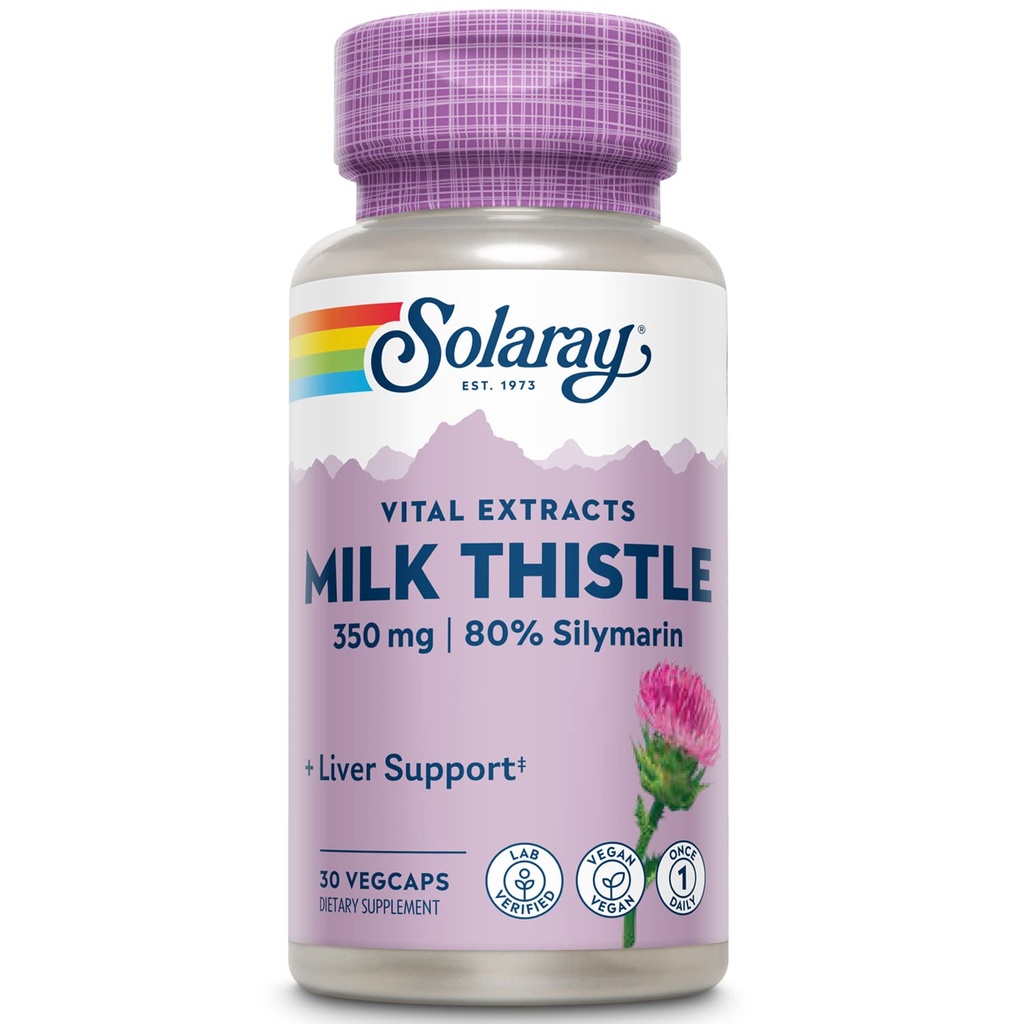 Solaray mleko osat ekstrakt 350 mg Zagotovljeno, da vsebuje 80% Silymarin, Tradicionalna podpora jeter, Vegan & Lab preverjen za kakovost, 60 dan denar nazaj garancije, 30 Serving, 30 VegCaps