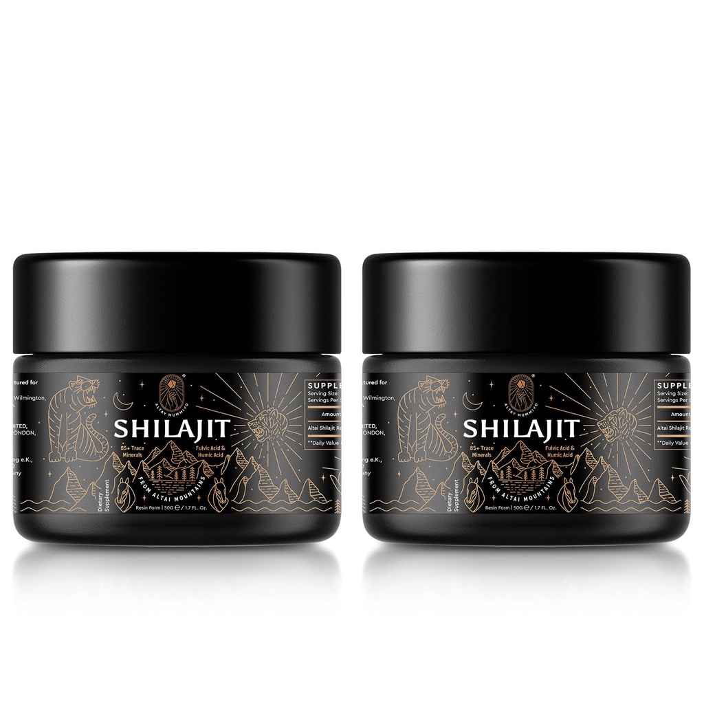 Shilajit Resin s Fulvic Acid & Trace Minerals, Original Sibirski Shilajit Pure z 85+ Humic Acid dodatek za energijo in imunski sistem - 100 Serving / 50g (2 paket), Gel