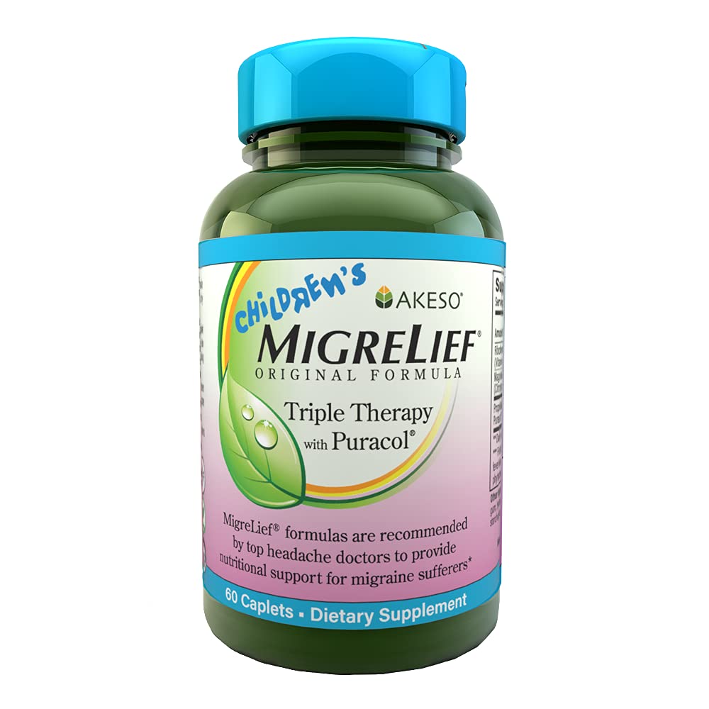 Otroška MigreLief® - Trojna terapija s PuracolTM - prehranska podpora za pediatrične bolnike z migreno - 60 kapsul/1 mesec