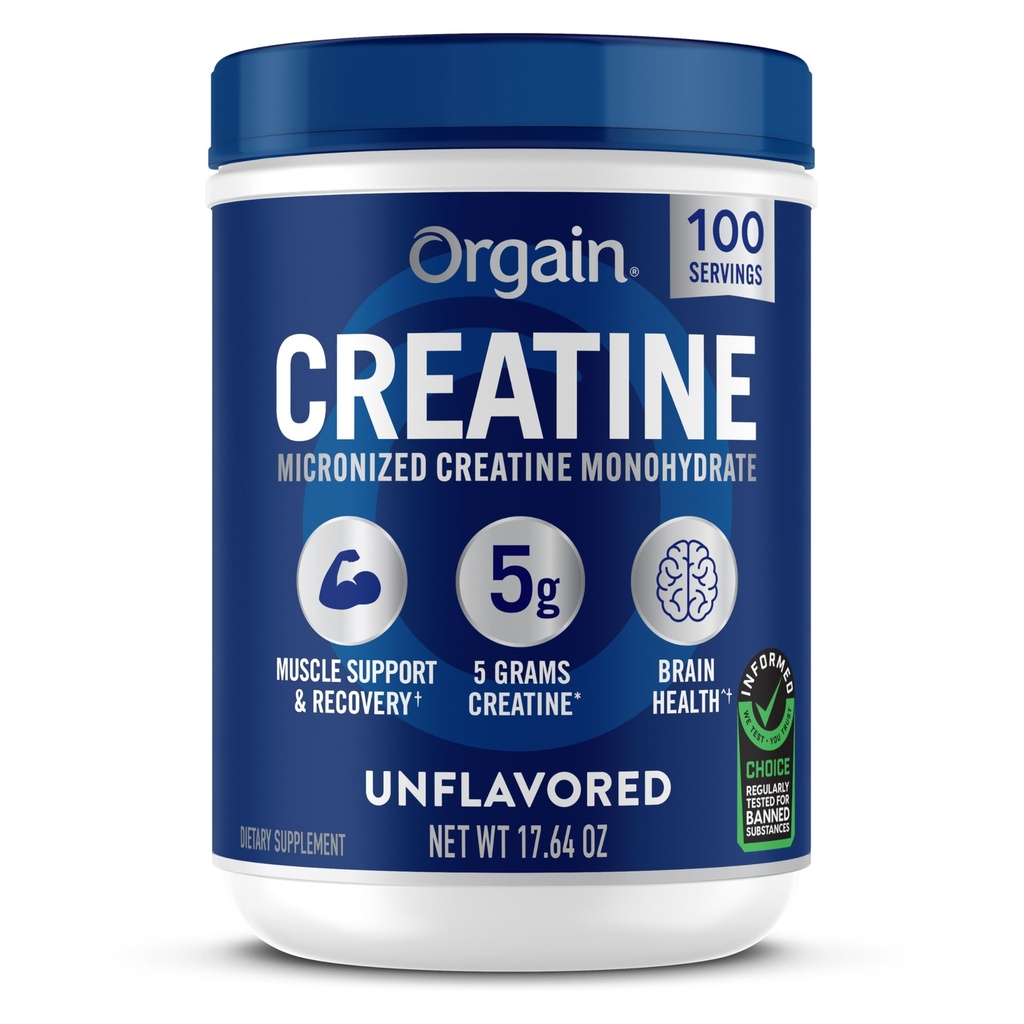Orgatin Kreatin Monohidrat Mikroniziran prašek, 100 Serving, Nearomatizirana, Podpira rast mišic, Post Workout recovery in zdravje možganov, Brez umetnih dodatkov, za moške in ženske (Packaging May Vary)