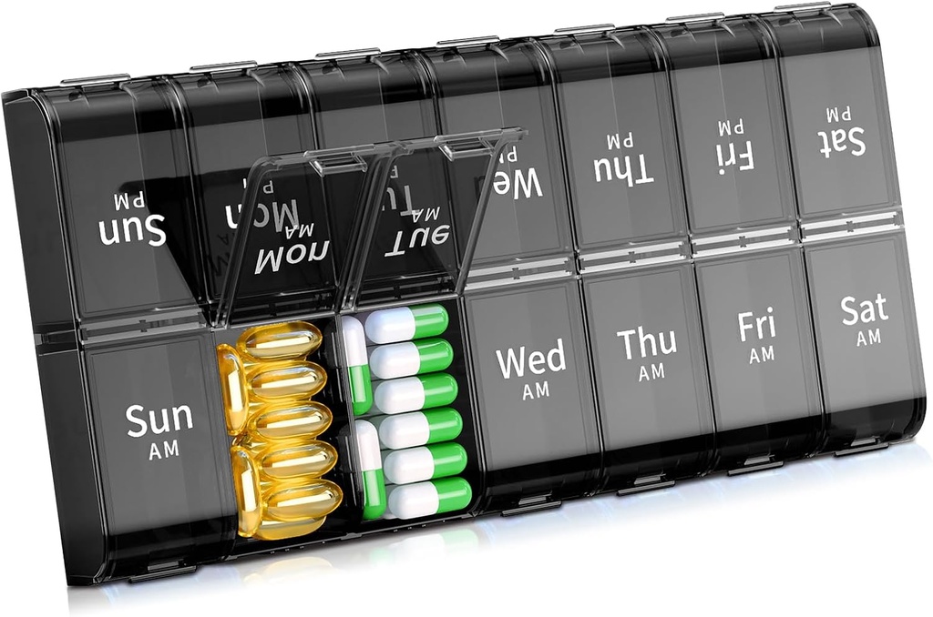 XL velike tedenske tablete Organizator 2 krat na dan, ekstra velike 7 dan tablete polje Am Pm, Dnevne tablete primeru Medicina Organizator s 14 Kompartmenti, Dnevna noč tablete vsebnik za ribja olja, Vitamin, Dopolnilo