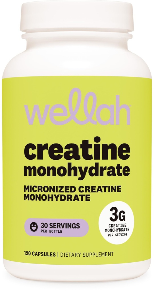 Wellah Kreatin Monohidrat Kapsule (3000 mg) 120 Kapsula - mikroniziran kreatin, 30 Serving