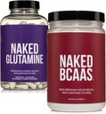 NAKED nearomatizirane BCAA 100 Sevings + Pure L-glutamin 240 Kapsule paket: ne-GMO, Gluten brez, regeneracija mišic, nič umetno