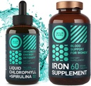 železna tableta WILD FUEL za ženske s folno kislino in tekočim klorofilom s Spirulina ženskim zdravjem in detox bundelom