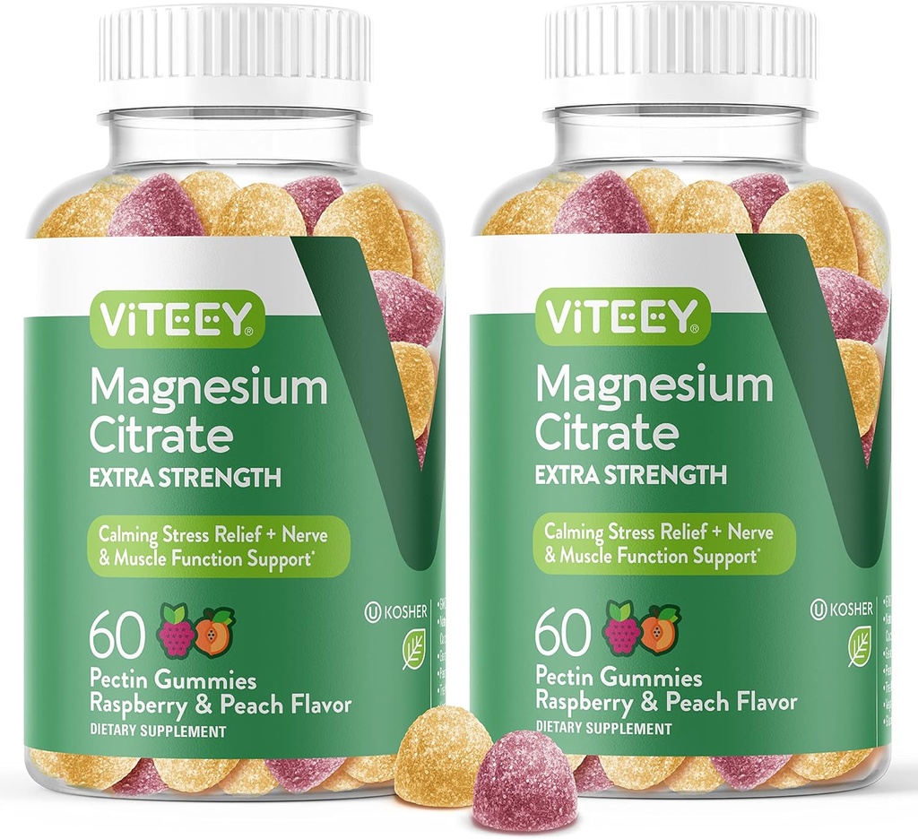 VITEEY Magnezij Gumiji za odrasle - 170mg magnezijevega citrata Gumi za mirno, spanje, živčne in mišične funkcije podpora - Vegan, Gluten brezplačno - 120 Count