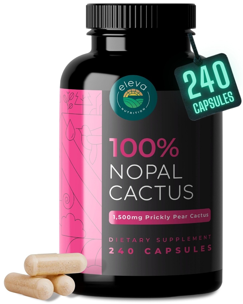 Nopal Kaktus Kapsule 1500mg- Organic Sun-ried Pear Cactus sadje v prahu in črni paprika ekstrakt za absorpcijo- Naravni Prickly Pear Super dodatek- Fiber, vitamini in minerali 240 Kapsula