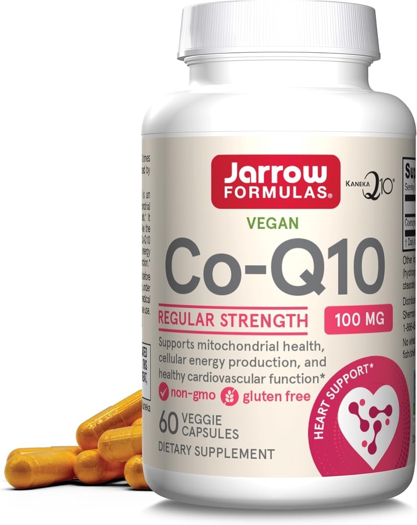 Jarrow Formule Co-Q10 100 mg - 60 Veggie Caps - antioksidant Podpora za mitohondrijsko zdravje, proizvodnjo energije in kardiovaskularno funkcijo - do 60 Servingov
